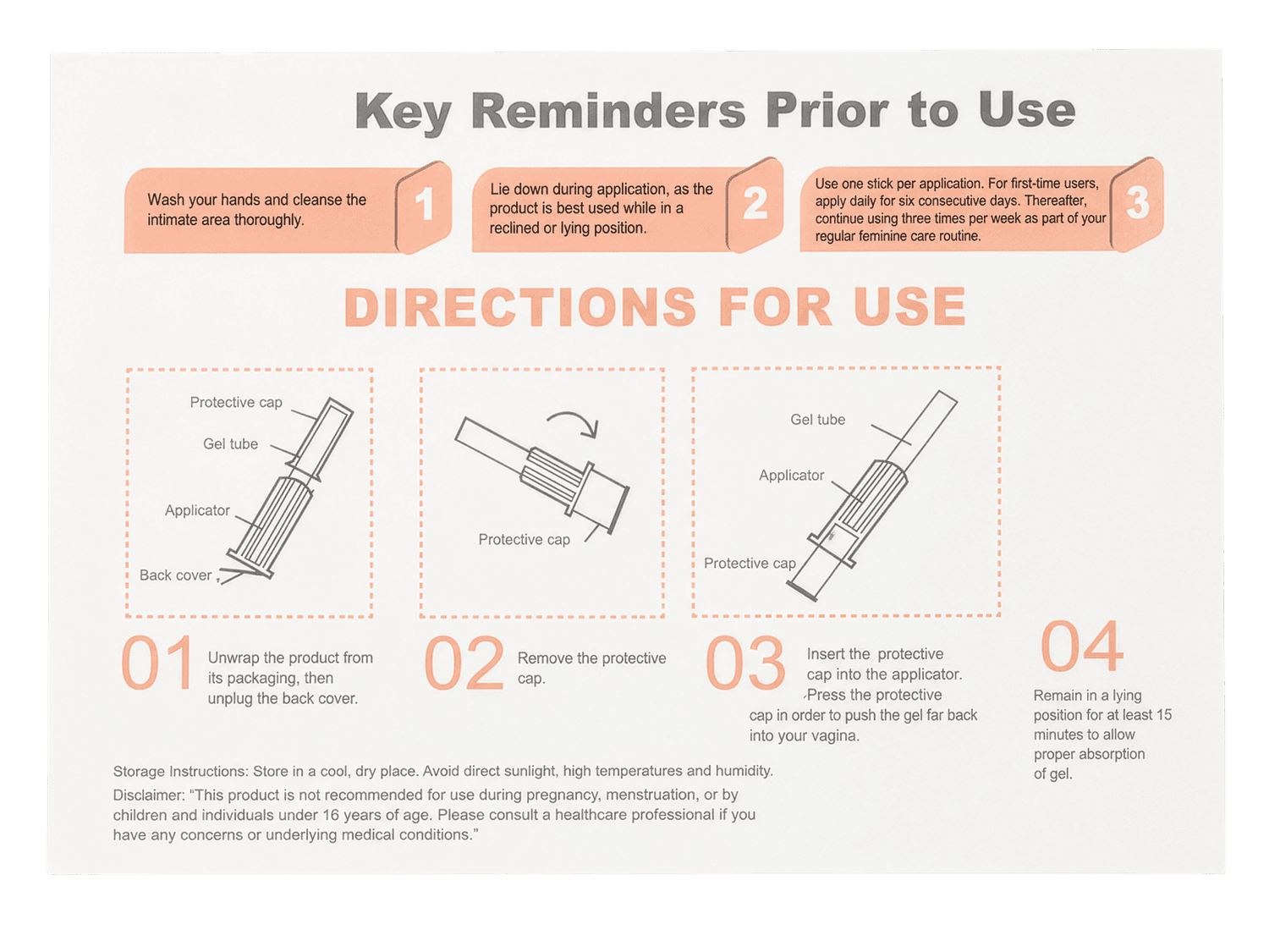 Illustrated directions for using VagynePlus